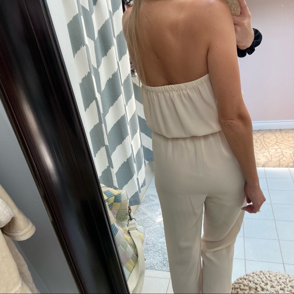 Cream Strapless Jumpsuit - Picture 8 of 8